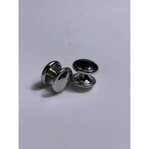 Mens Black Resin & Silver Metal Round Cufflinks Elegant Design